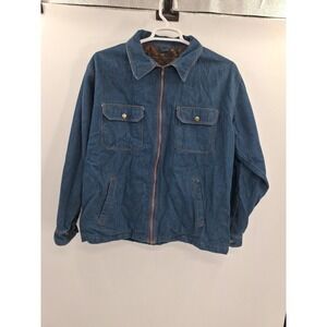 Duke Haband Chore Coat Jacket Mens Large Blue Denim Blue Flannel Lined